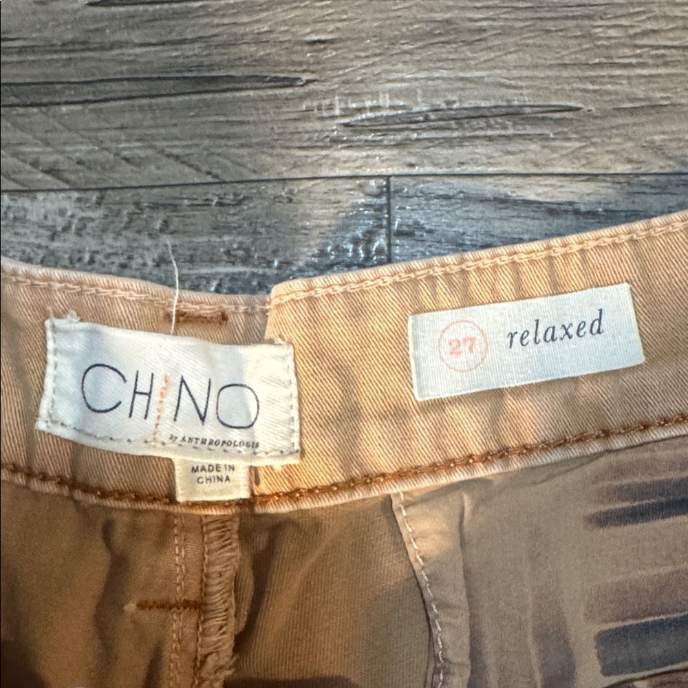 Anthropologie Chino Relaxed Fit Tan Pants - Size 27 - Picture 2 of 7